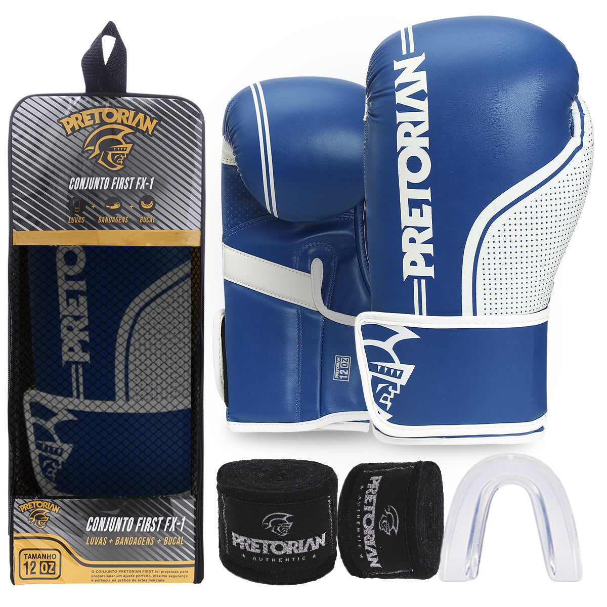 Kit Luva de Boxe e Muay Thai First FX1 Pretorian - Classic Line