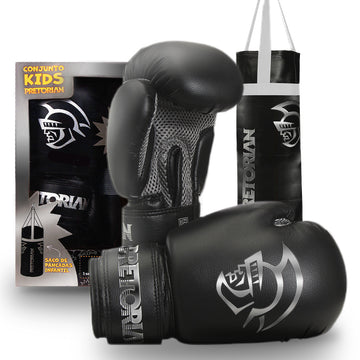 Kit Luva de Boxe e Muay Thai + Saco de Pancadas Pretorian Infantil