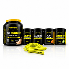 COMBO COMPLETO = WHEY + CREATINA + GLUTAMINA + BCAA + PRÉ TREINO + CORDA DE BRINDE