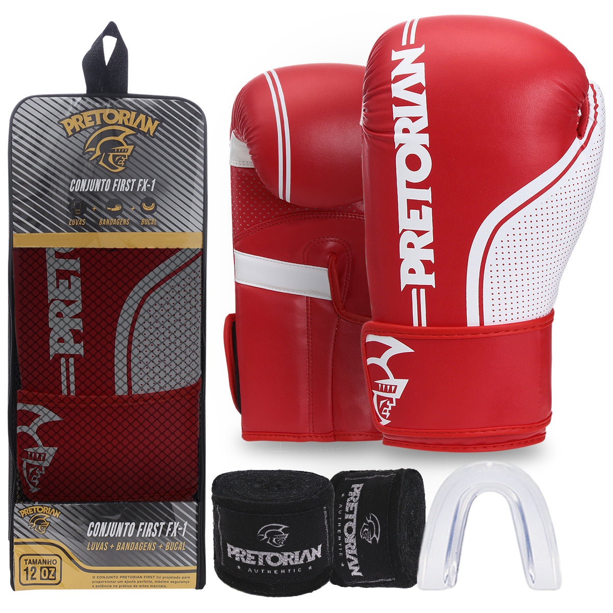 Kit Luva de Boxe e Muay Thai First FX1 Pretorian - Classic Line