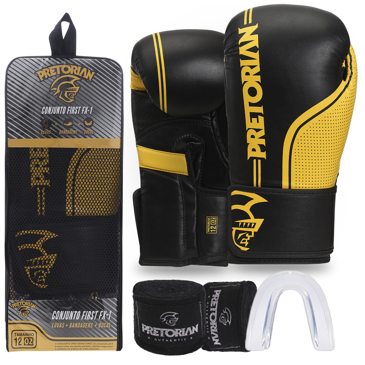 Kit Luva de Boxe e Muay Thai First FX1 Pretorian - Classic Line