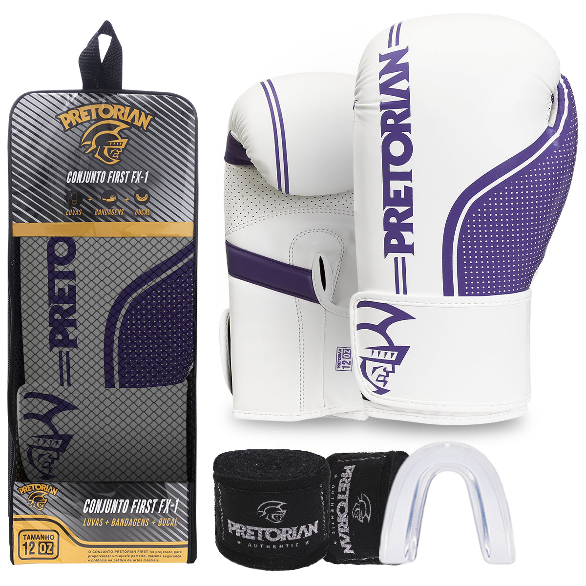 Kit Luva de Boxe e Muay Thai First FX1 Pretorian - Classic Line