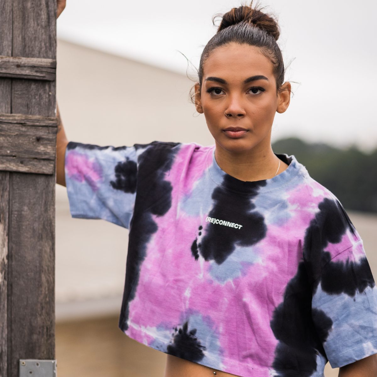 Camiseta cropped manga curta Tie Dye Pretorian