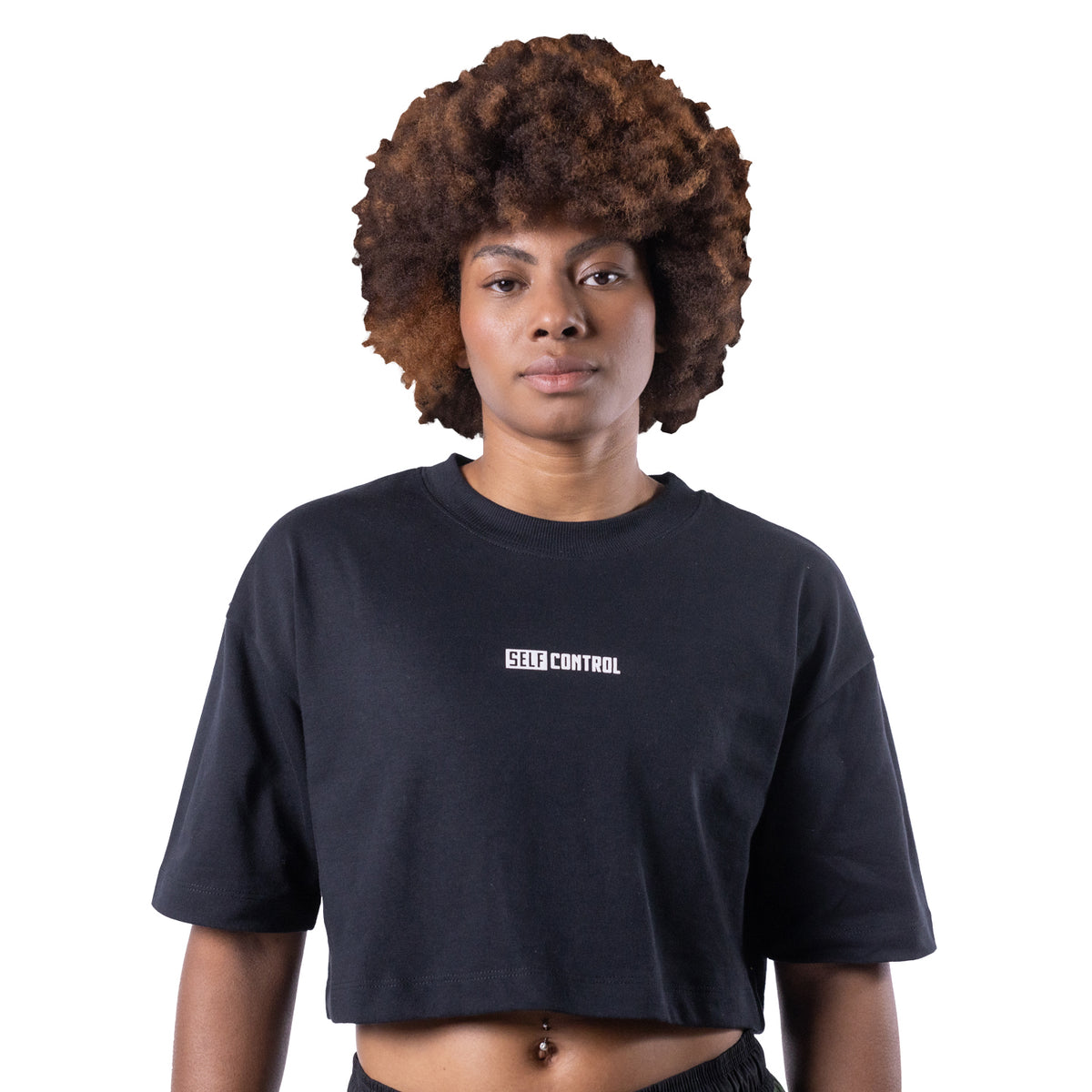 Camiseta cropped manga curta Self control Pretorian