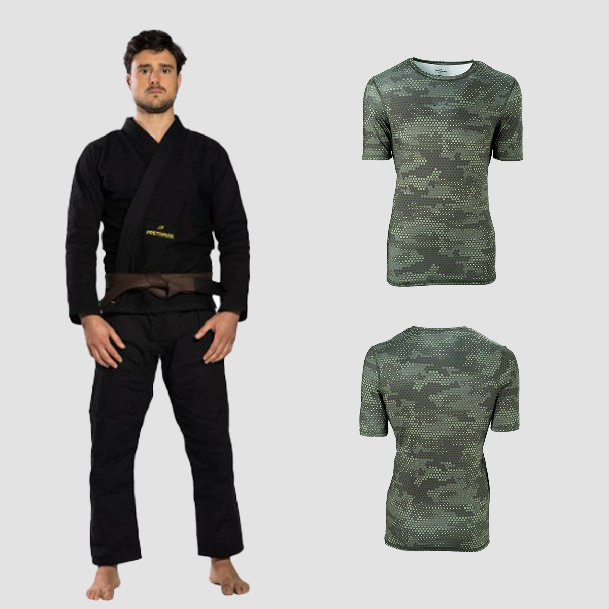Kit Kimono Jiu-Jitsu First Fight for Good 350g - Azul e Preto + Rash Guard