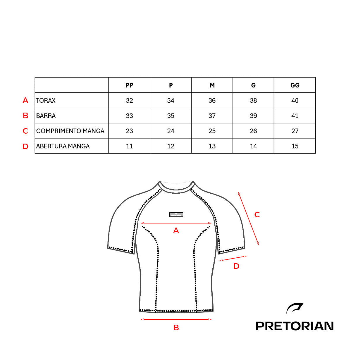 Rash guard compressão manga curta Pretorian