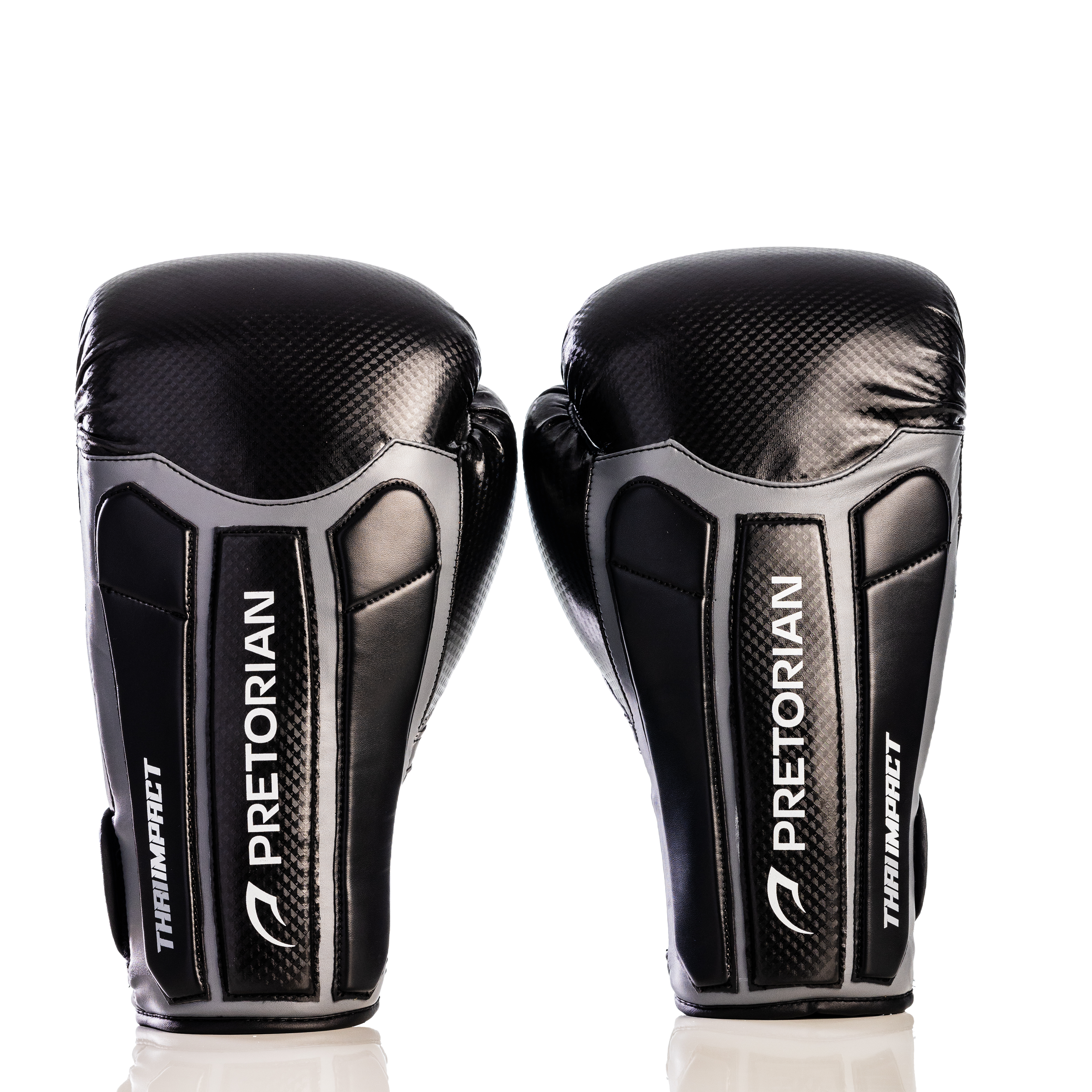 LUVA MUAY THAI IMPACT UNIS PRETO/PRATA PRETORIAN