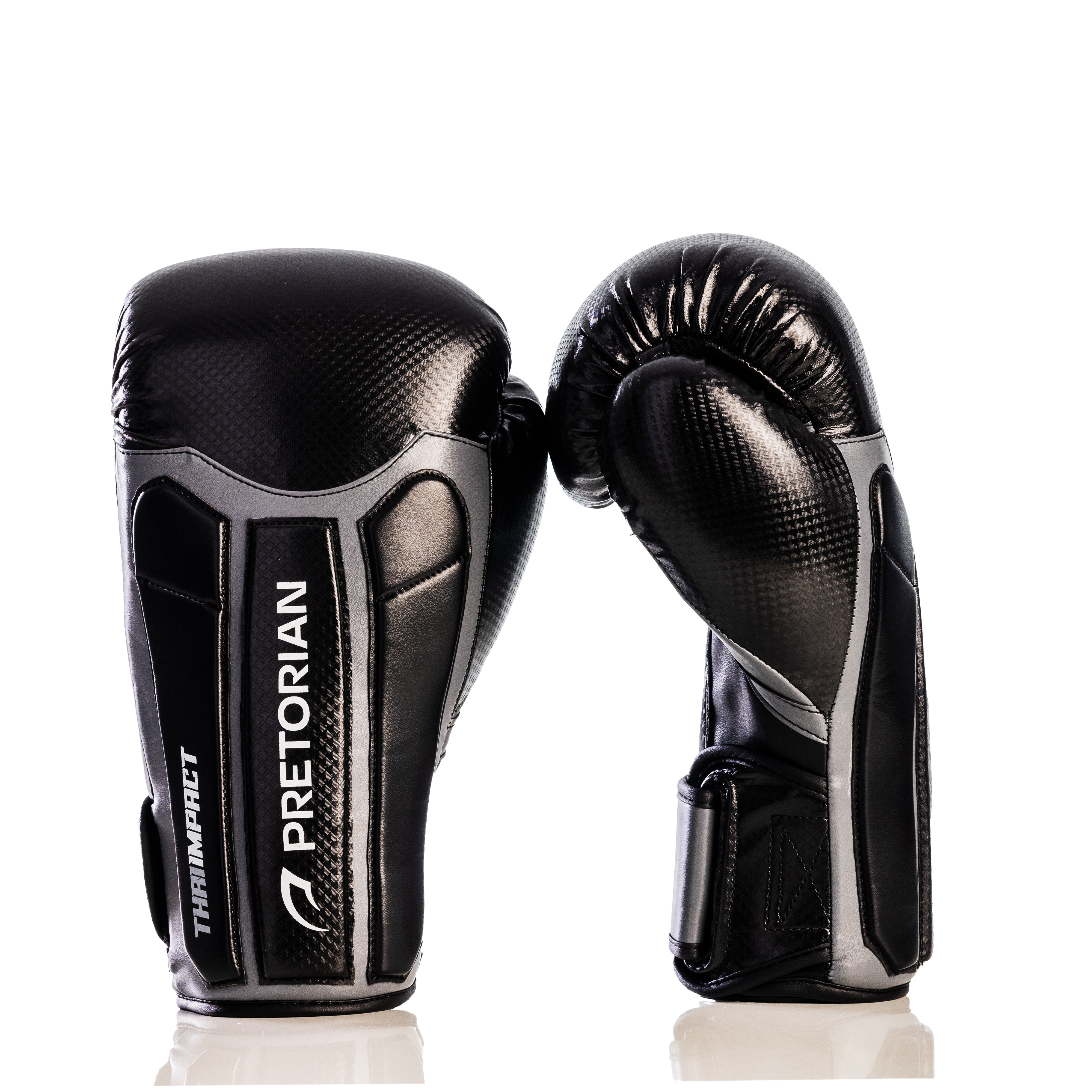 LUVA MUAY THAI IMPACT UNIS PRETO/PRATA PRETORIAN