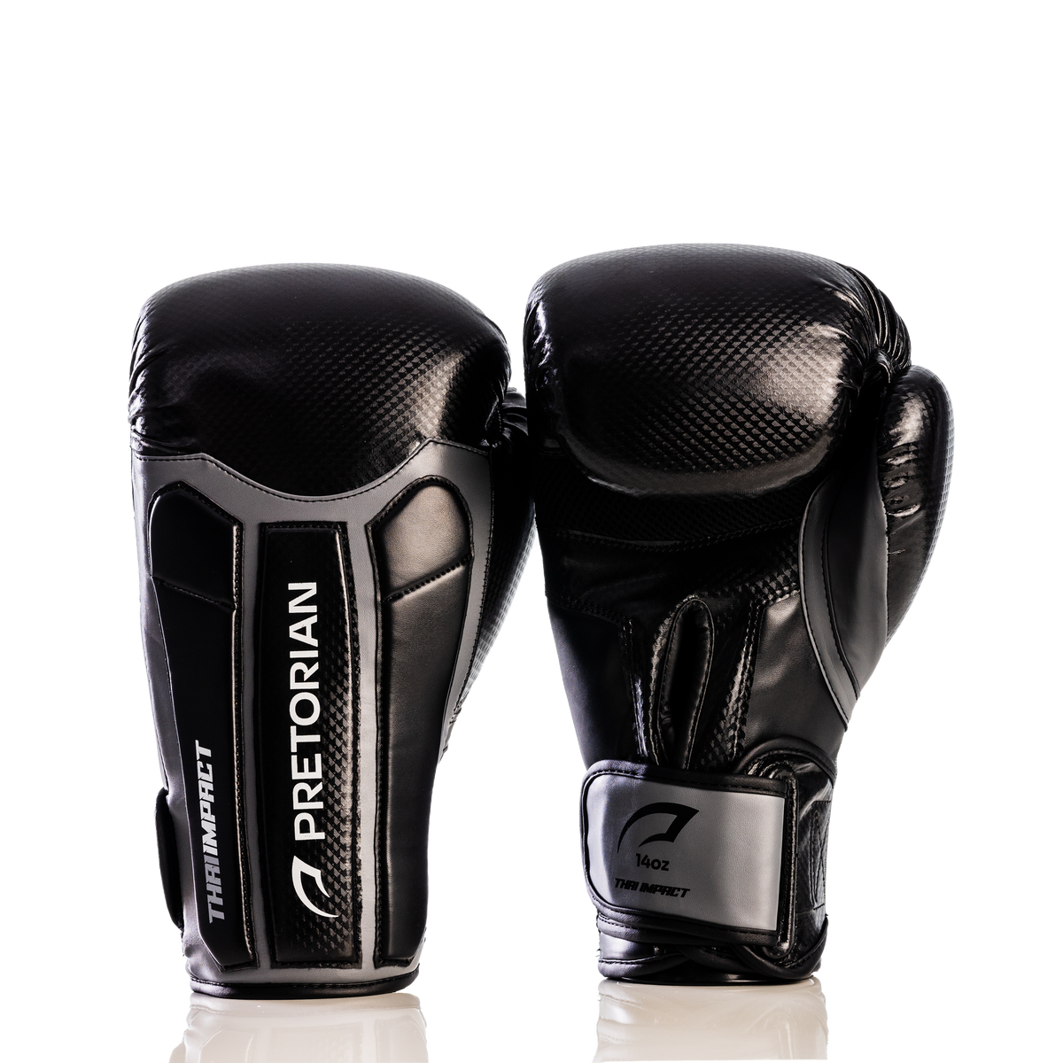 LUVA MUAY THAI IMPACT UNIS PRETO/PRATA PRETORIAN