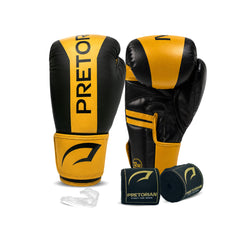 KIT LUVA DE BOXE E MUAY THAI STRIKE - PRETORIAN