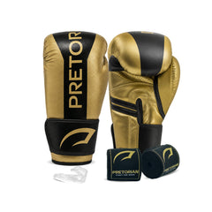 KIT LUVA DE BOXE E MUAY THAI STRIKE - PRETORIAN