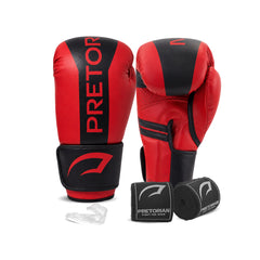 KIT LUVA DE BOXE E MUAY THAI STRIKE - PRETORIAN